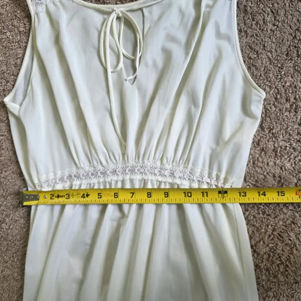 Vintage Maxi Slip Dress Womens M White Lingerie Wedding Cottagecore 80s Romantic